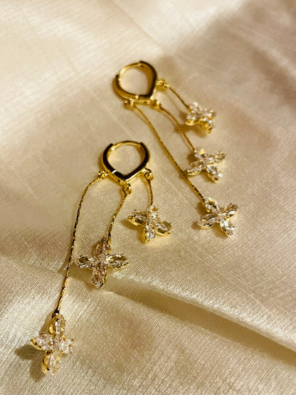 Tri - Bloom Dangler Long Earrings