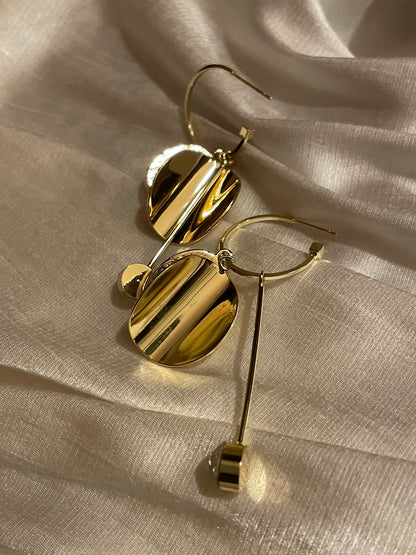 Metal & Rhinestone Drop Hoop Earrings