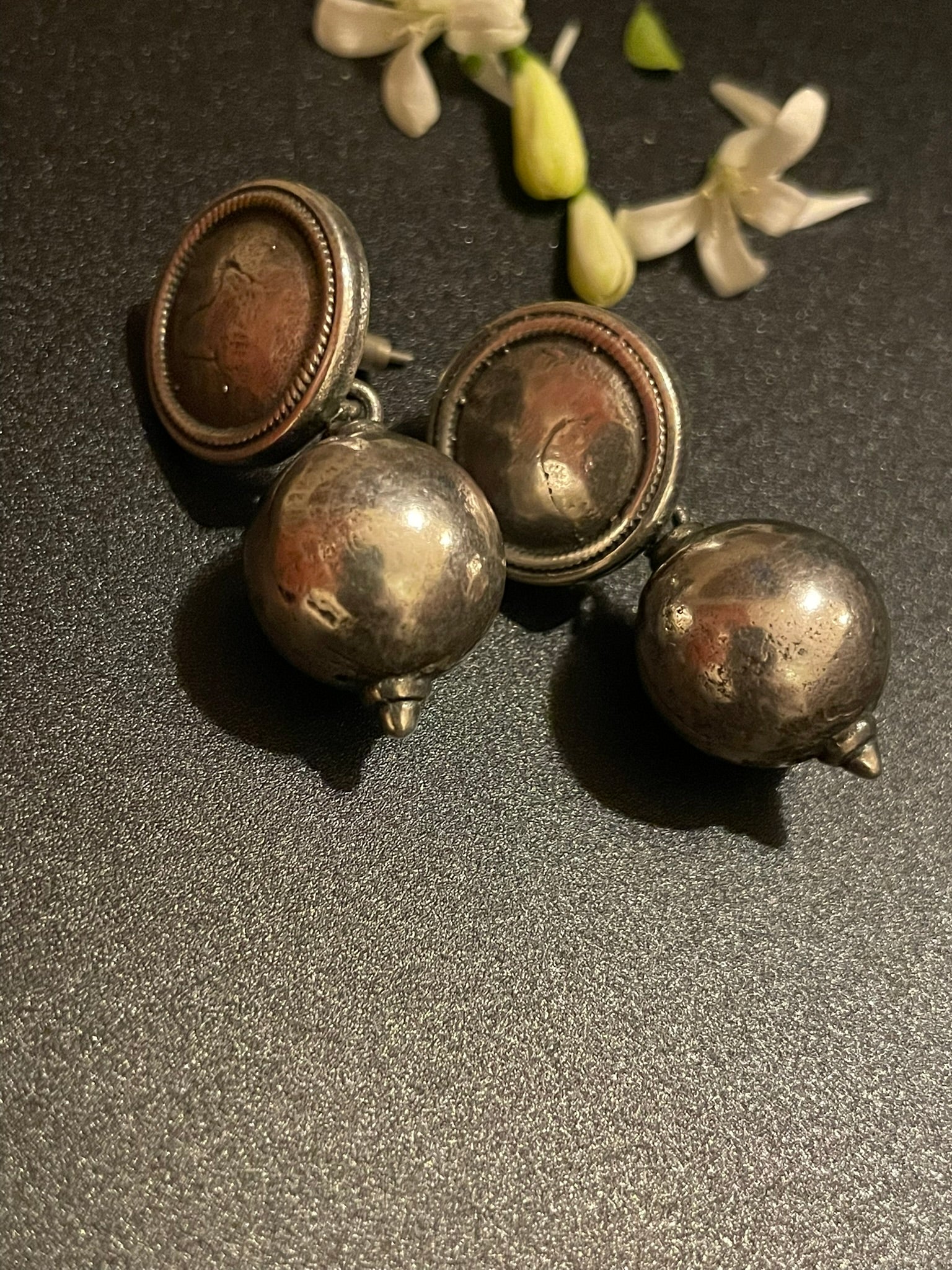 Oxidized Tribal Drop Earrings