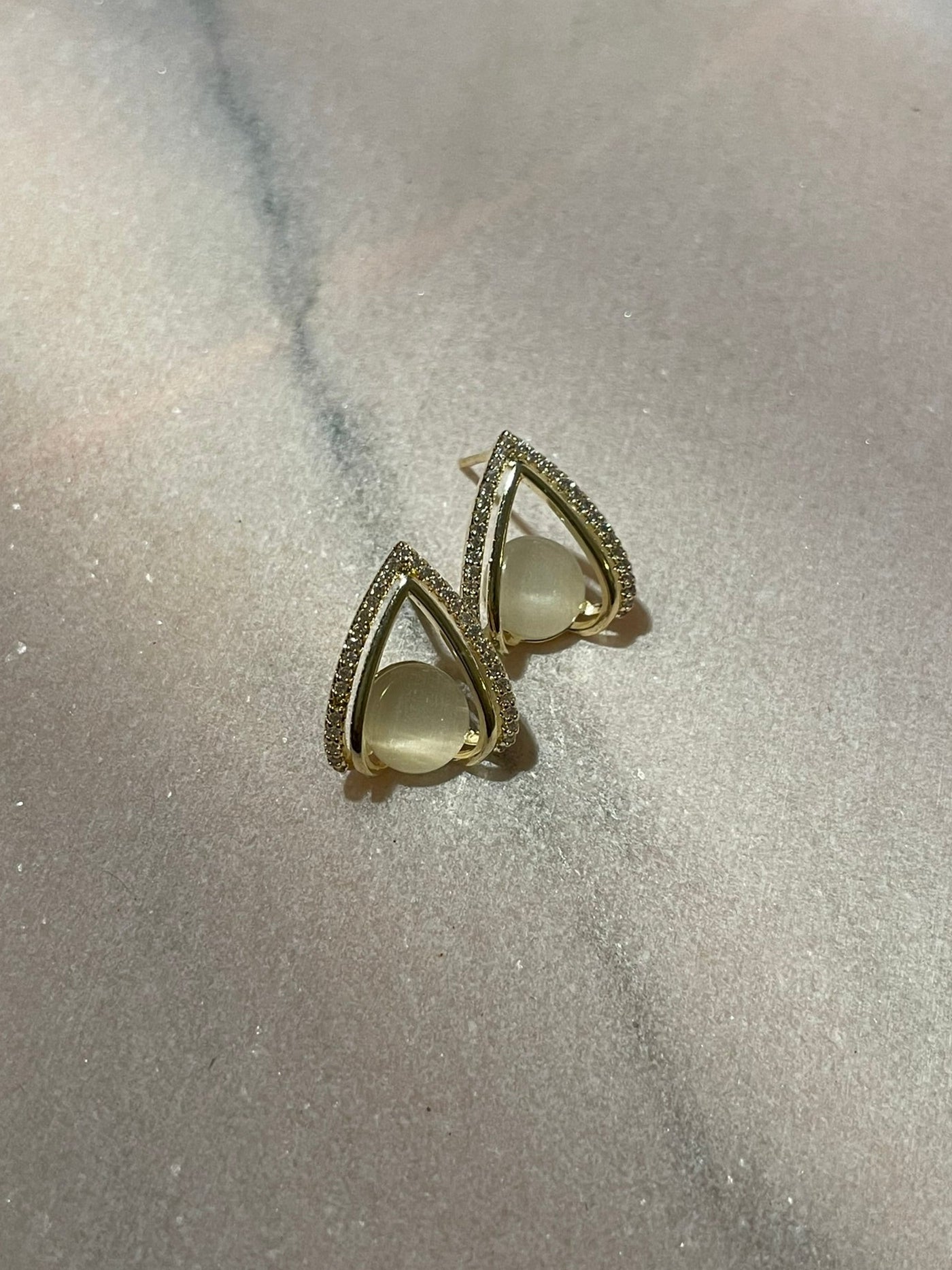 Moonstone Arc Stud Earrings
