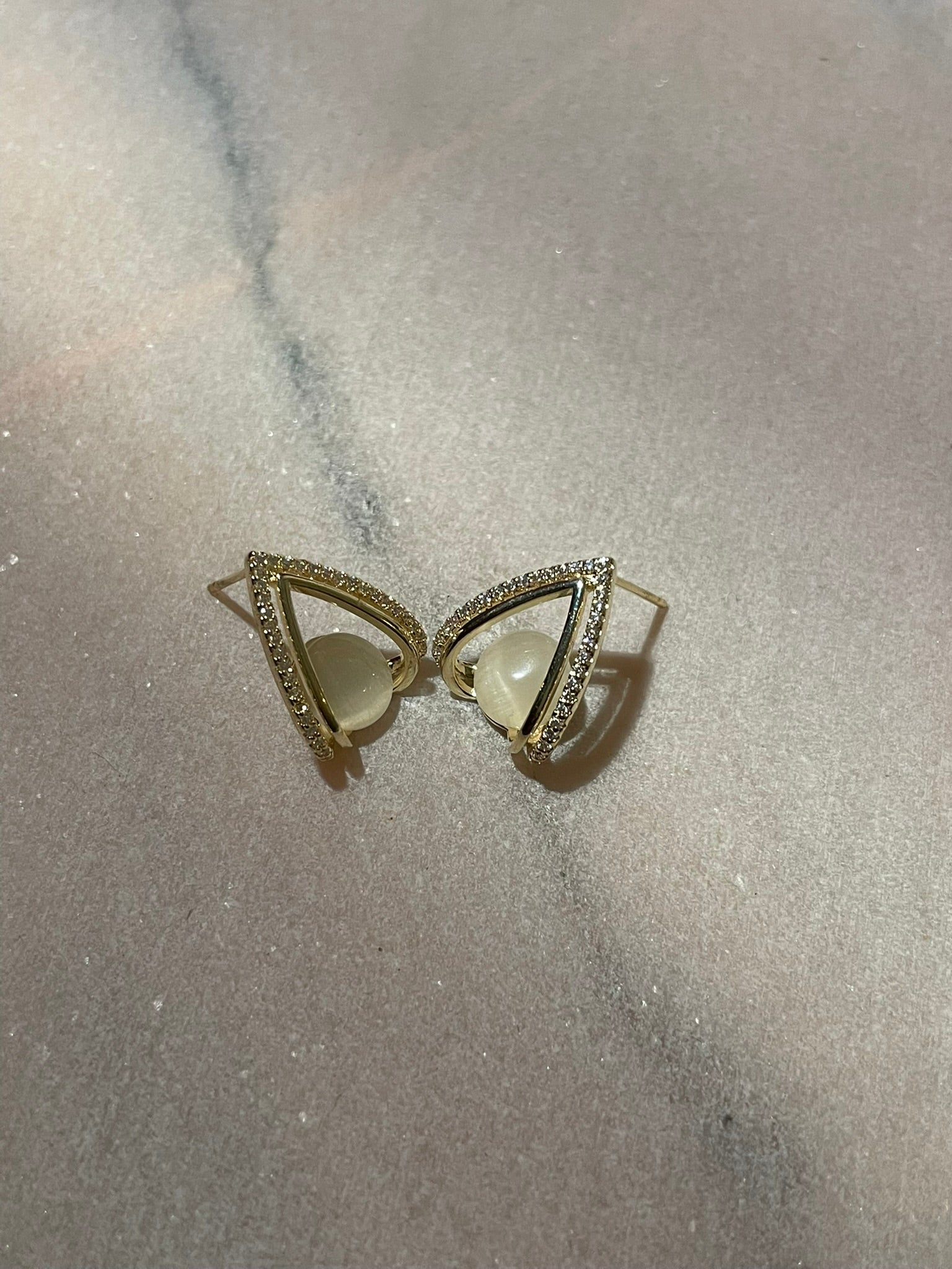 Moonstone Arc Stud Earrings