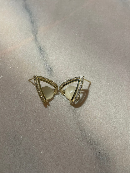 Moonstone Arc Stud Earrings