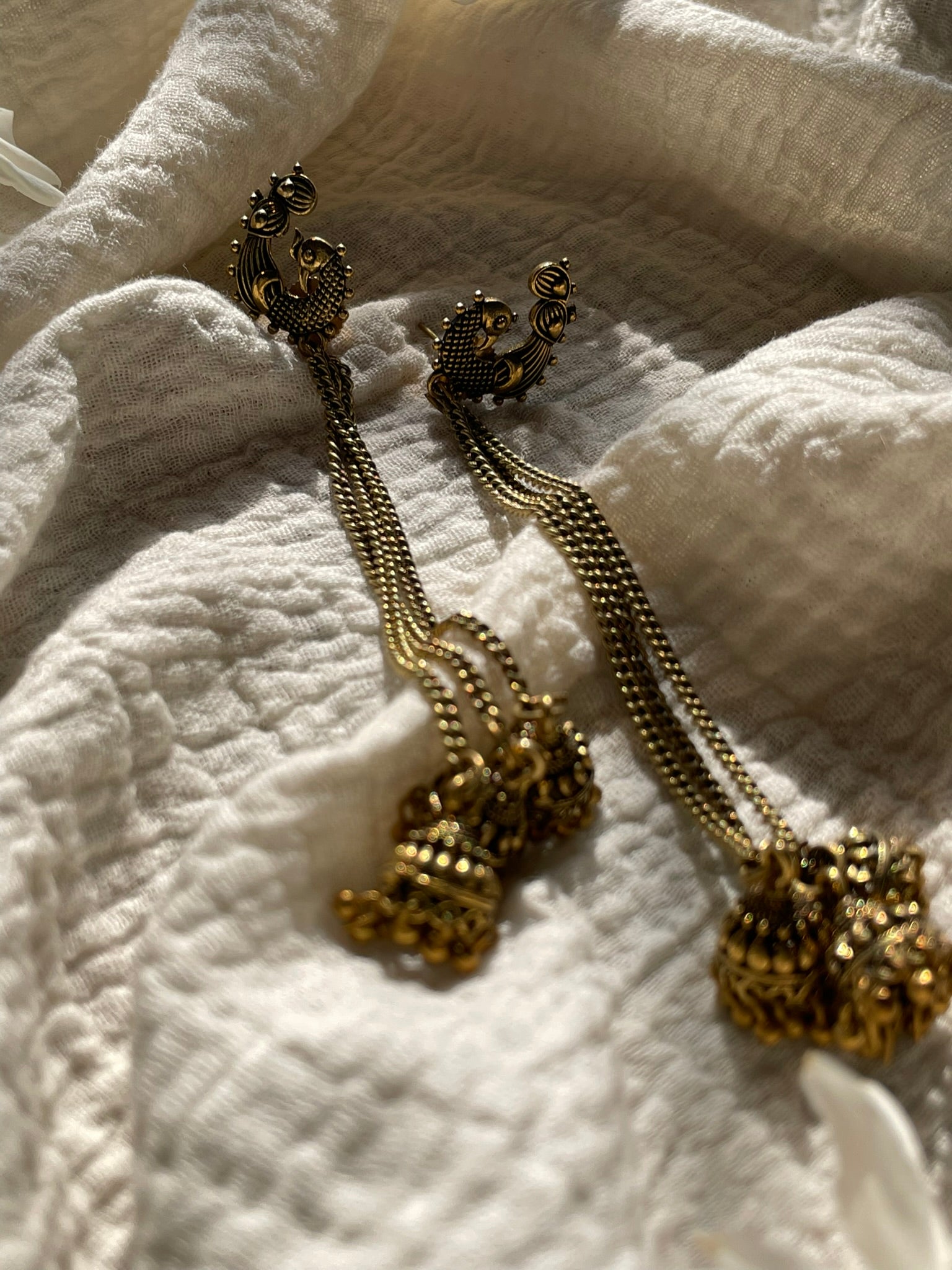Peacock Jhumka Dangler Earrings