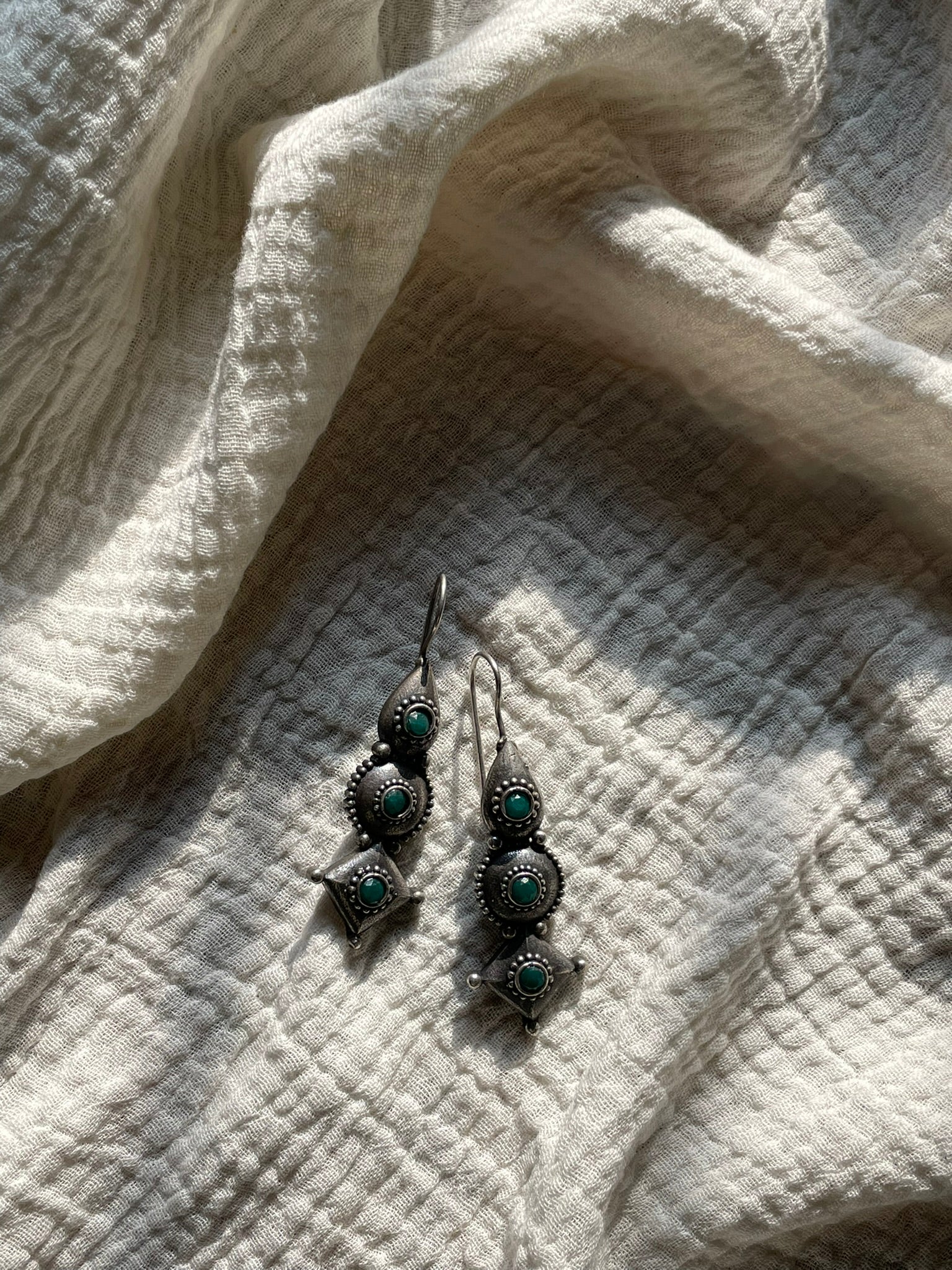 Oxidized Geometric Dangler Earrings