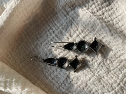 Oxidized Geometric Dangler Earrings
