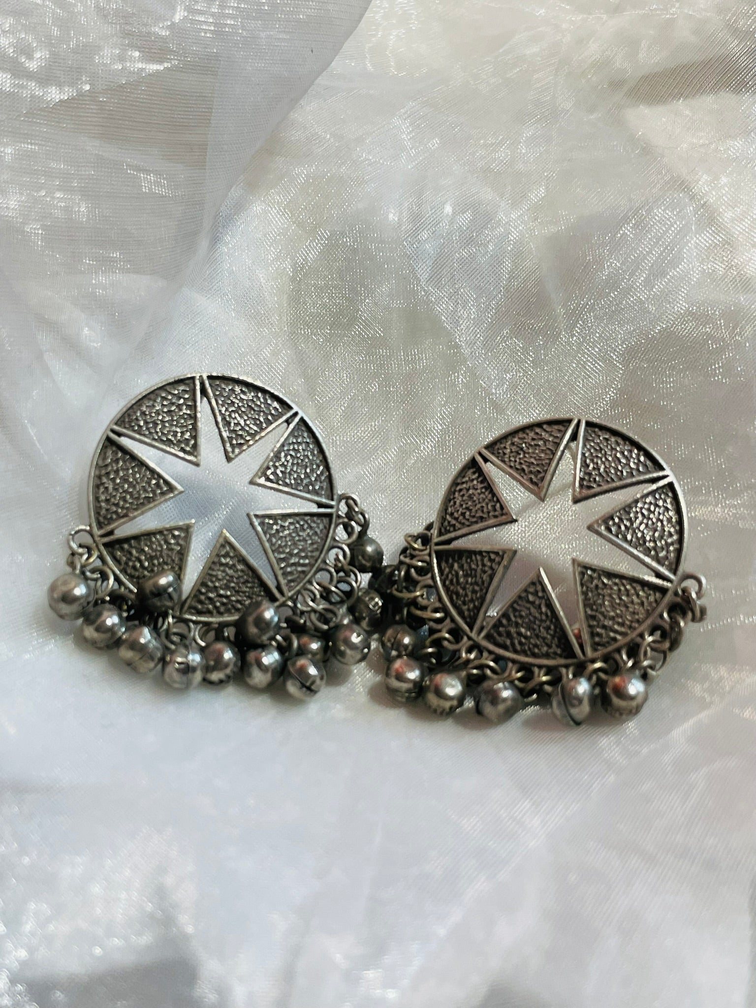 Oxidized Ghungroo Drop Earrings