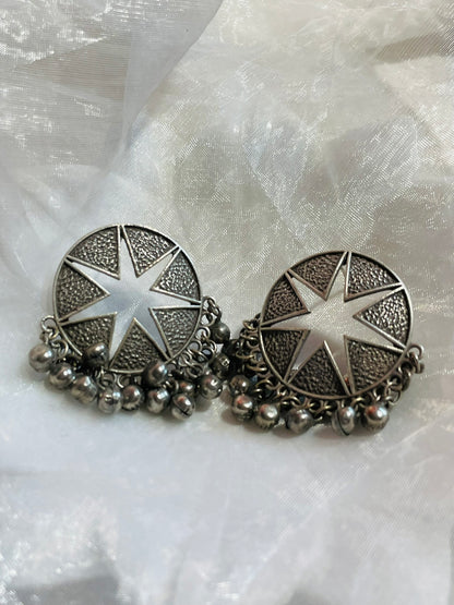 Oxidized Ghungroo Drop Earrings