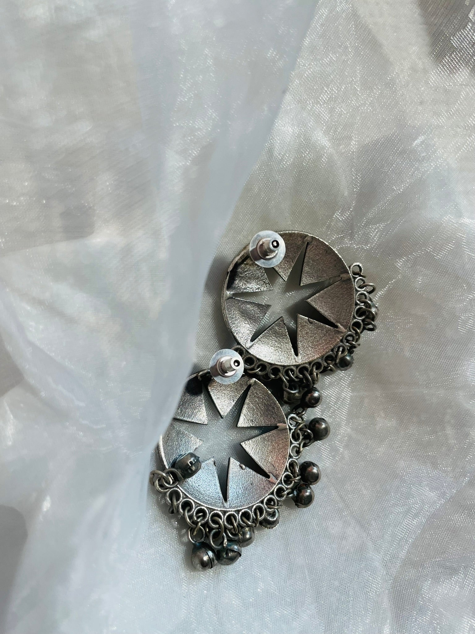 Oxidized Ghungroo Drop Earrings
