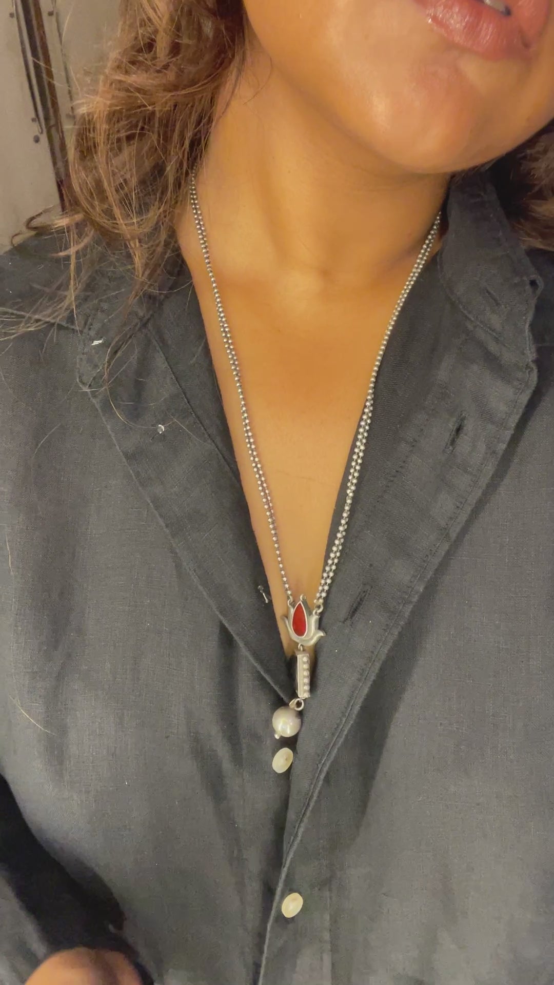 Dual Lotus Drop Necklace Set