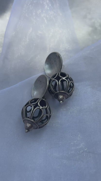 Oxidised Gumbad Drop Earrings