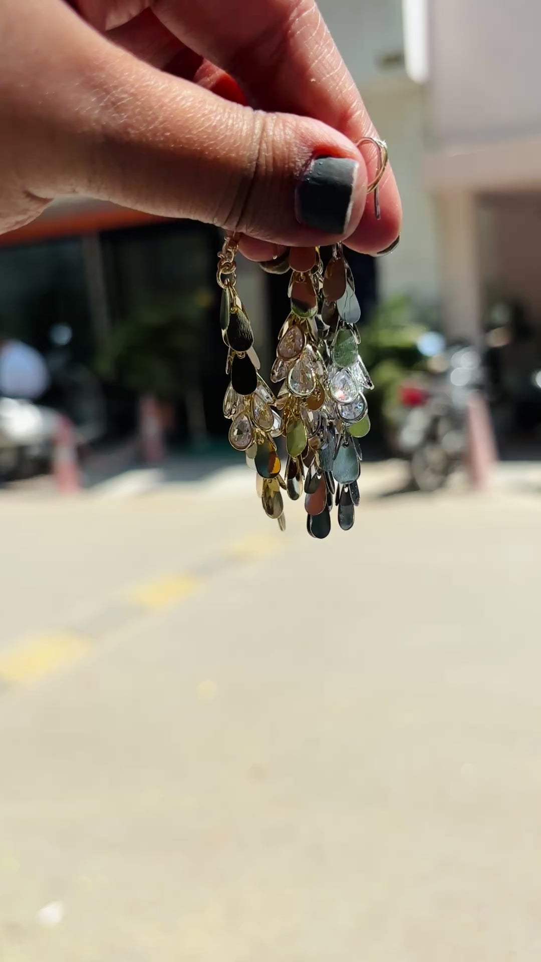 Load video: Touch Me Not with Crystal Leaves Dangler Earrings
