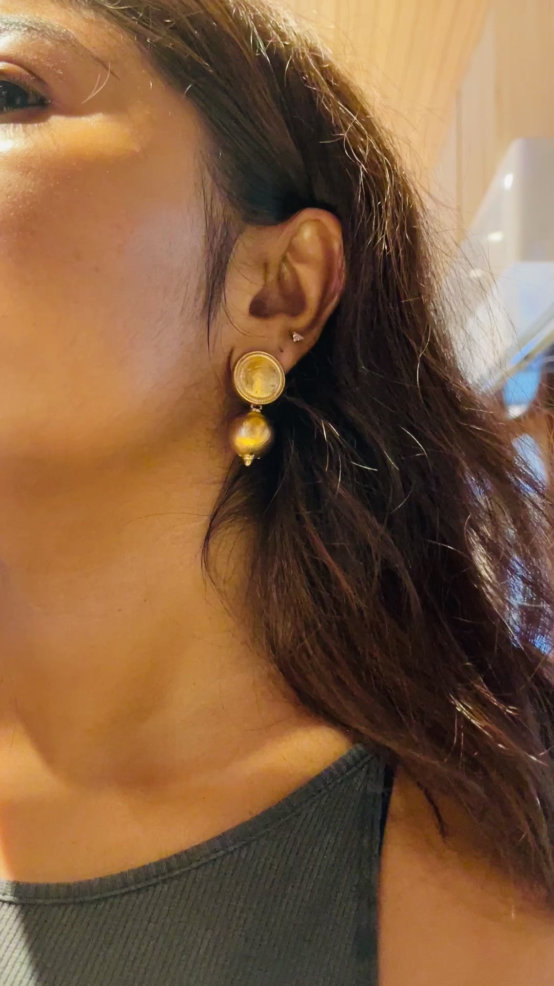 Load video: Oxidized Tribal Drop Earrings